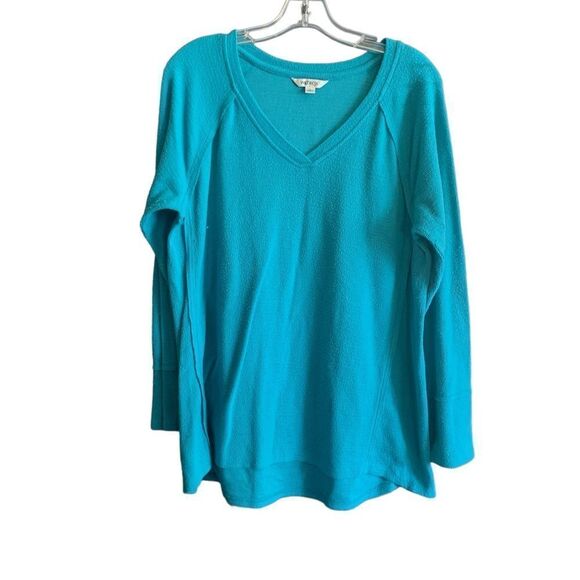 Wildfox Haley Brushed Top Sweater V-Neck in Peacock/Teal Size Large - Picture 2 of 6
